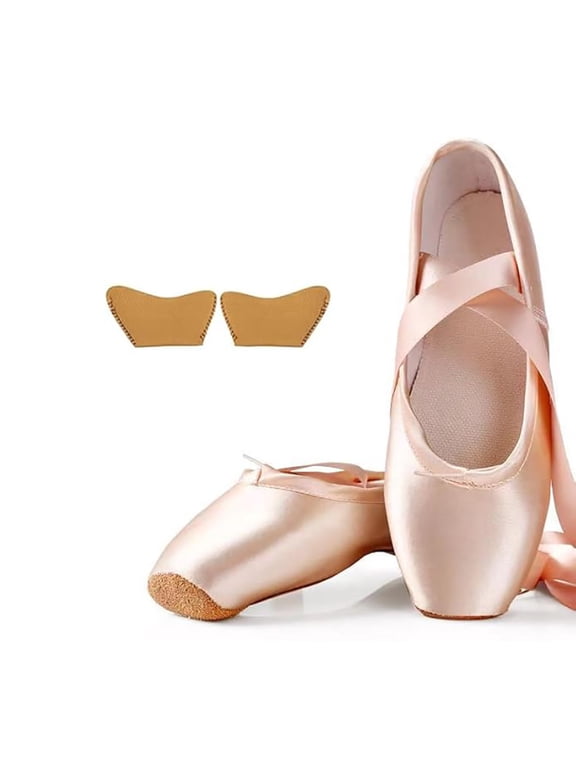 Pink Satin Ballet Pointe Shoes Women Professional Satin Dance Toe Shoes with Ribbons and Toe Pads for Ballet Practice Performance 2XL