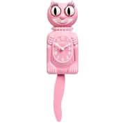 Kit Cat Klock Pink Satin Miss Kitty-Cat Wall Clock, Retro Vintage Animated Cat Clock with Moving Eyes, Wagging Tail