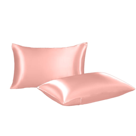 Pink Satin Pillowcase with Cooling Technology, Soft and Smooth, Set of 2, Standard Size 20x30 Inches, Easy to Care, Wrinkle-Resistant, for Year-Round Comfort