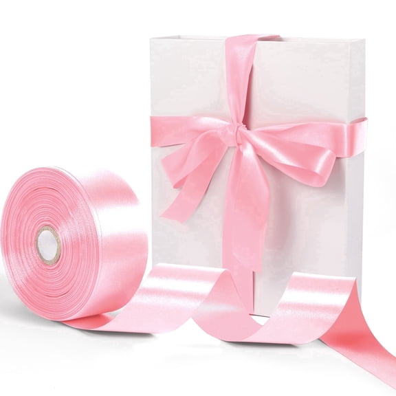 ZUVYRO 2 Rolls Pink Satin Ribbon 1-1/2 Inch×50 Yards, Solid Polyester Fabric Ribbon Roll, Perfect for Gift Wrapping, Bow Making, Floral Bouquets, Crafts, Wedding Party Home Decoration