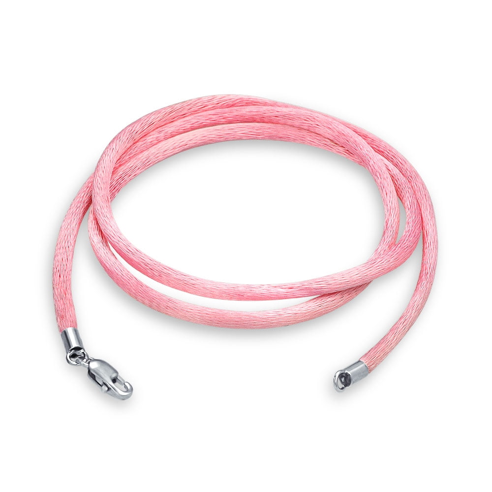 Pink Silk Cord Soft Chunky Woven Rope Necklace Tube 6mm Thick