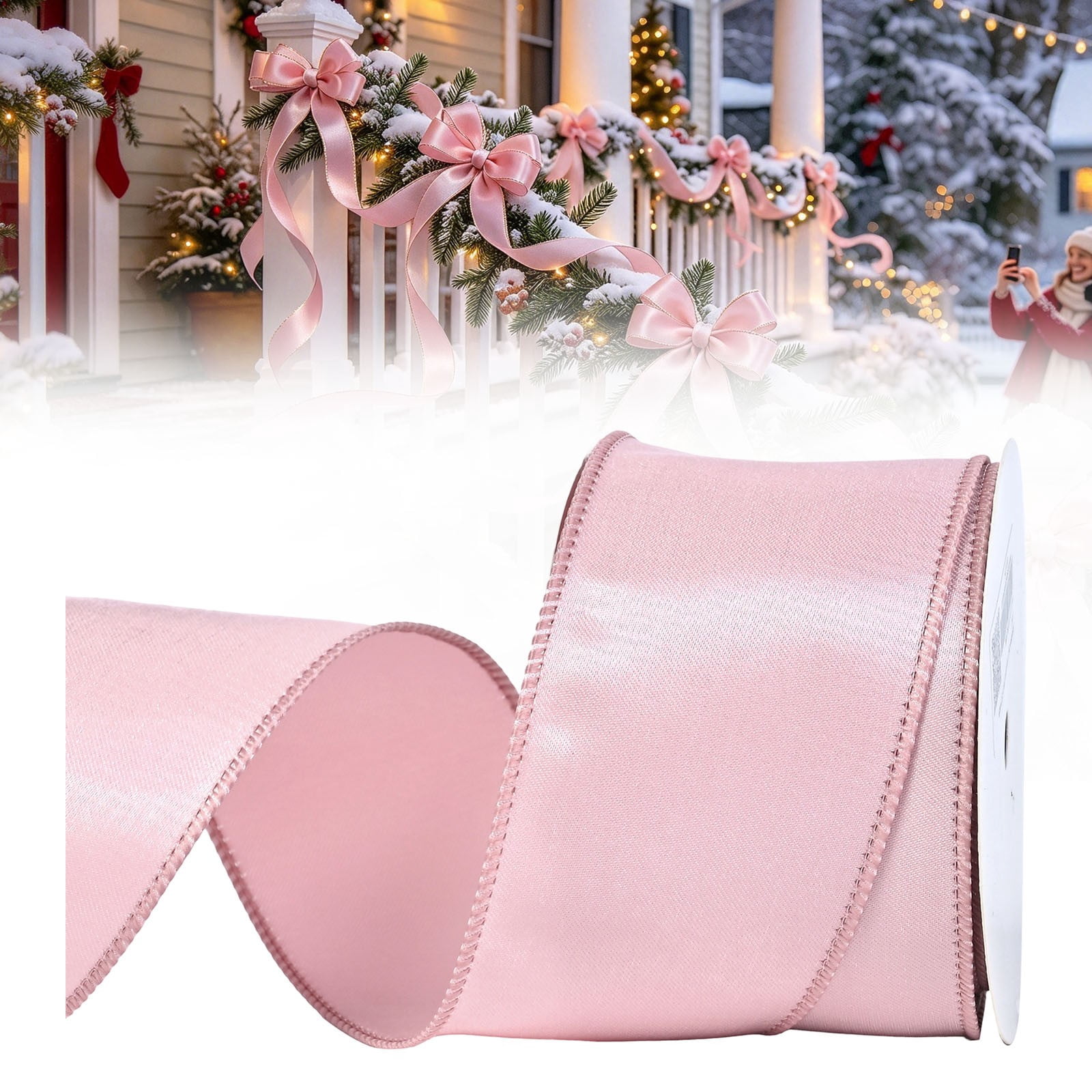 Pink Satin Wired Ribbon 2.5 in x 10 Yards, Birthday Ribbon for Cake Box ...