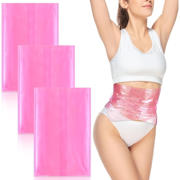 Pink Sauna Belt Waist Wrap Reusable Plastic Disposable Orkout and Sweat Enhancer Stomach Body Wrap 44 x 12 Inch
