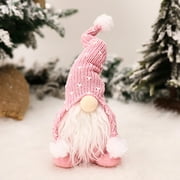 Pink Scandinavian Gnome Plush Doll, Handmade Swedish Tomte Elf, Soft Knitted Christmas Decoration for Home or Office, Cute Nordic Santa Figurine Ornament