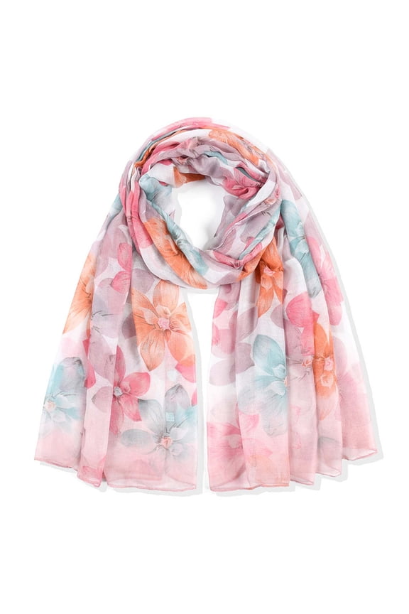 Pink Scarfs Scarf Women Fashion Floral Printing Paris Gauze Scarf Tie Scarf Prevents In Cape Large Scarf