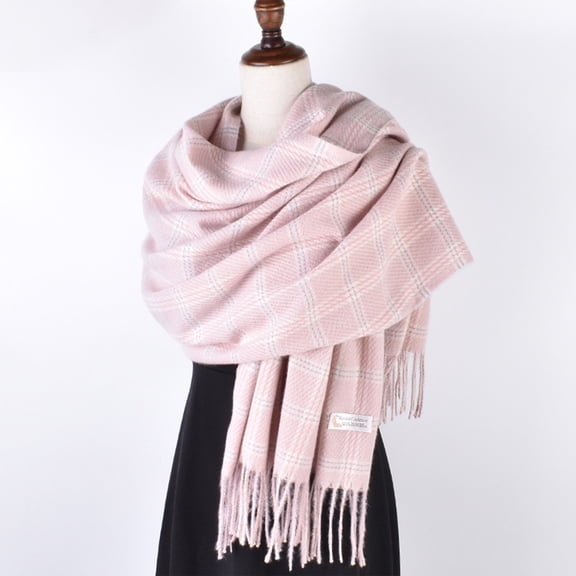 Pink Scarfs Scarf Women'S Autumn and Winter Solid Color Shawl Scarf Thickening Warm Fringe Scarf