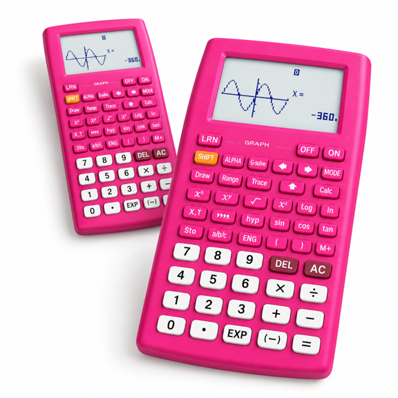 Pink Scientific Graphing Calculator With Multiple Functions For High School And College