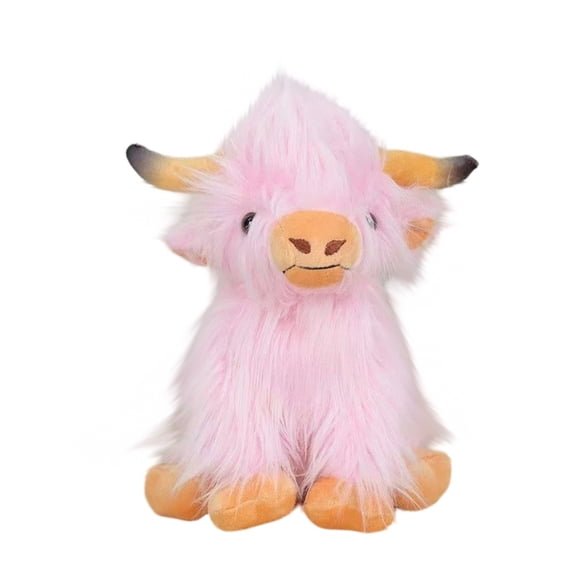 Pink Scottish Highland Cow Plush toy, Fluffy Long-Haired Stuffed Animal, Soft Cuddly Companion for Kids’ Bedtime, Playtime Snuggles and Comforting Solo Relaxation Sessions