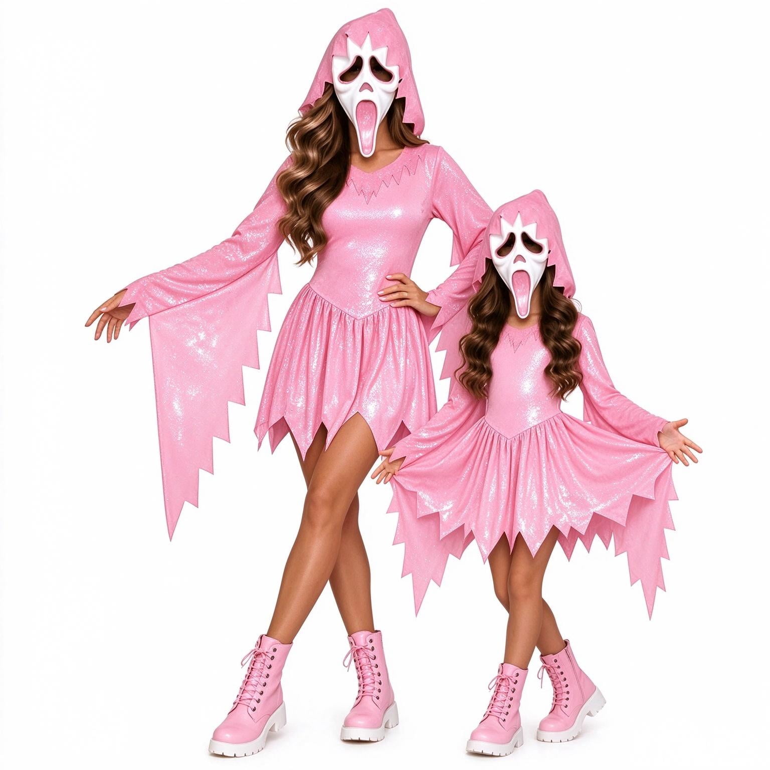Pink Screaming Costume Screamy Pink Glitter Ghost Horror Halloween