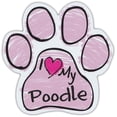 thumbnail image 1 of Pink Scribble Paws: I Love My Poodle | Dog Paw Shaped Car Magnets, 1 of 1