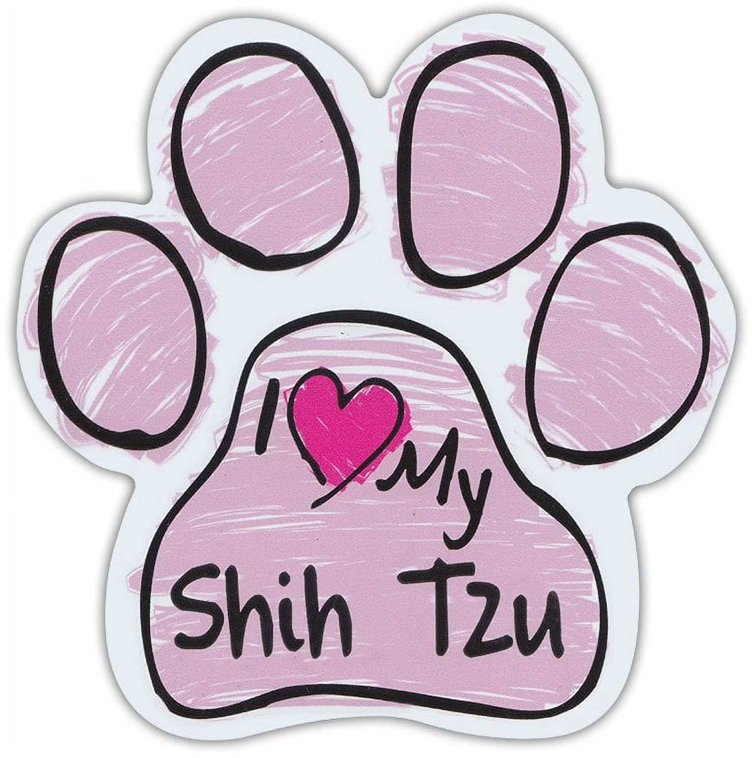 Pink Scribble Paws: I LOVE MY DOGS – Dog Paw Shaped Car Magnets