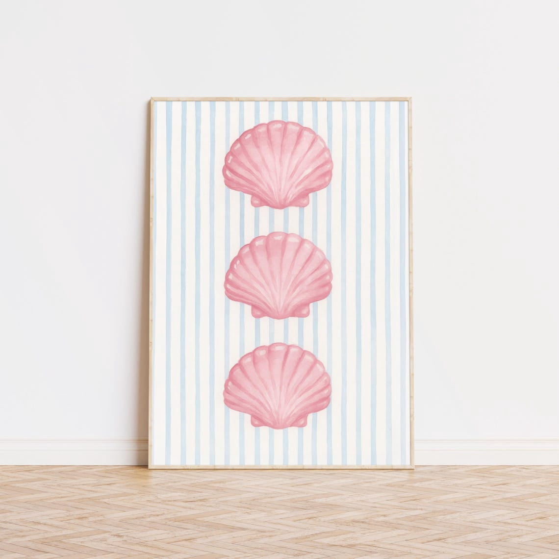 All Sea Shell Pink Sea Shells Striped, Girly Beach, Coastal, Trendys, Preppy Room ...