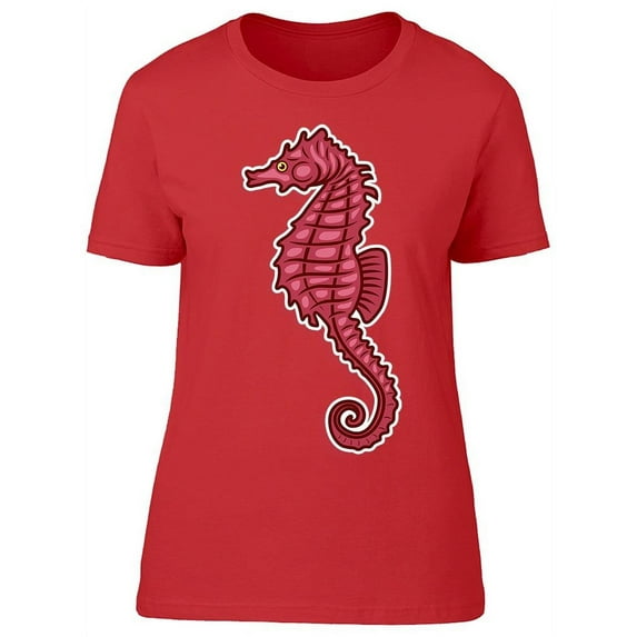 Pink Seahorse Drawing Cartoon T-Shirt Women -Image by Shutterstock, Female Large