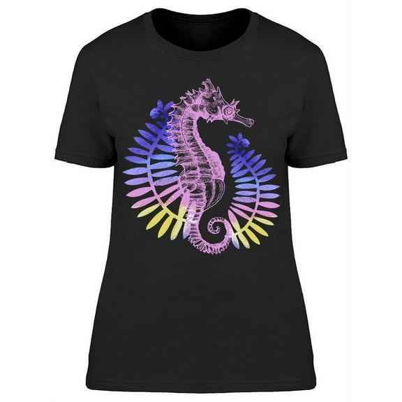 Pink Seahorse Sketch Plants T-Shirt Women -Image by Shutterstock, Female Medium