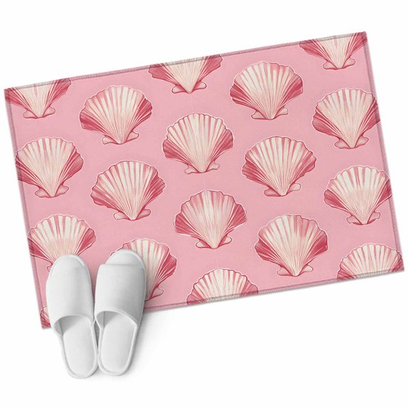 Pink Seashell Area&nbsp;Rug 2x3ft Nautical Non-Slip&nbsp;Washable Square&nbsp;Rugs Soft Felt Indoor Floor Mat for Bedroom Kitchen Living Room Bathroom