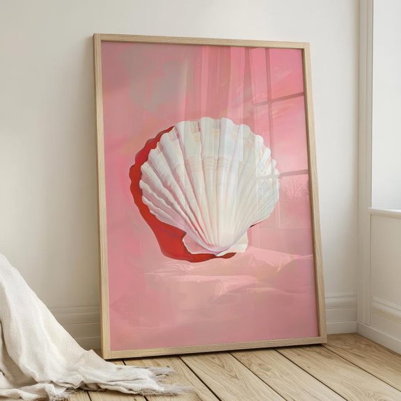 Pink Seashell Print: Coastal Wall Art Unframed Paper Print