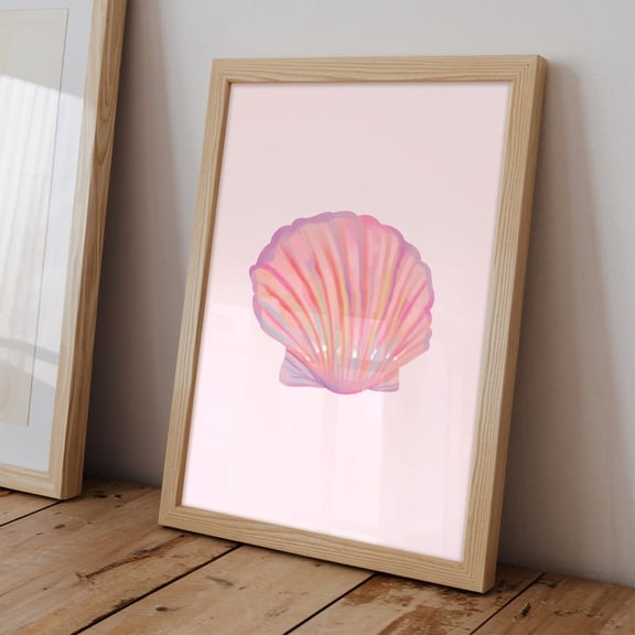 Pink Seashell Print, Nautical Coastal Wall Art