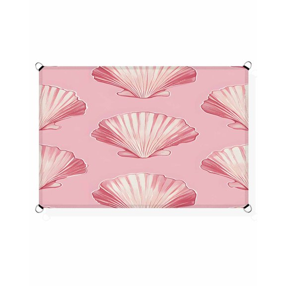 Pink Seashell Sun Shade Sail 14'X18' Nautical UV Block Outdoor Sail Shades Breathable Waterproof Rectangular Sunshade for Patio Garden Pool Pergola Porch