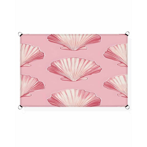 Pink Seashell Sun Shade Sail 6.5'X10' Nautical UV Block Outdoor Sail Shades Breathable Waterproof Rectangular Sunshade for Patio Garden Pool Pergola Porch