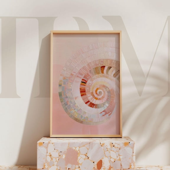 Pink Seashell Wall Art Coastal Ocean Print Abstract Shell Beach Artwork Nautical Decor Home Decor #520, Unframed Poster Size 12x18