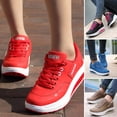 thumbnail image 1 of Pink Season 1 Pair Women Shoes Wedge Heel Thick Platform Large Size Non-Slip Lace Up Protect Spring Autumn Faux Leather Female Walking Shoes Women Accessory, 1 of 8