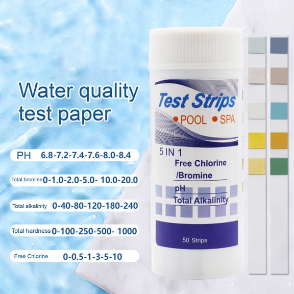 Pink Season 1 Set Pool Test Strip High Accuracy 5 in 1 Residual Chlorine PH Value Alkalinity Hardness Bromine Test Strip Household Supply