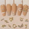thumbnail image 1 of Pink Season 10Pcs Manicure Decor Three-dimensional Shining Sparkling DIY Rust-proof Fake Pearls Gold Heart Bow Fake Diamonds Nail Charm Nail Salon Supply, 1 of 8