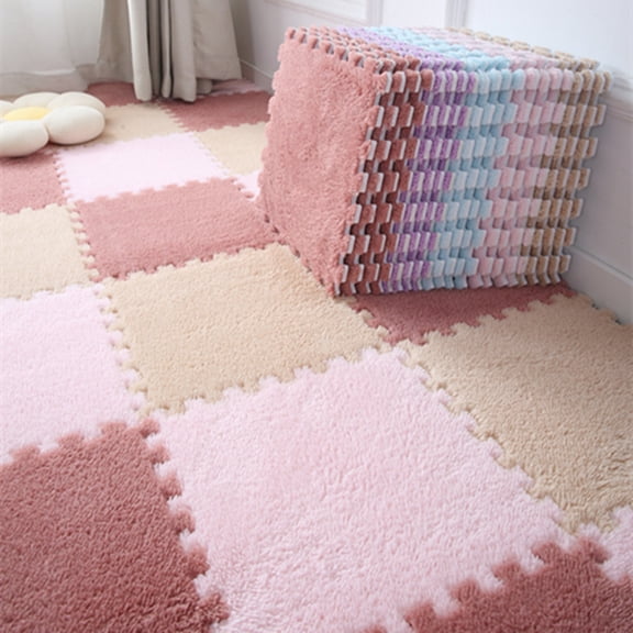 Pink Season 2Pcs Area Rugs Convenient Pavement Non-fading Anti-Shedding Dense Fluff No Pilling Sound Insulation EVA Foam Mat Carpet Mattress Home Decor