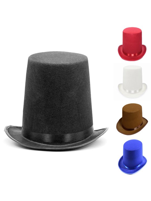 High Top Hat Magician High Hat British Black Jazz Topper Hat Male And Female Court Gentleman Flat Felt Hat for Performances Role Play Christmas