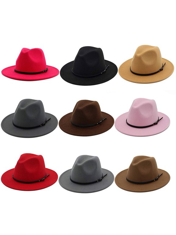 Jazz Cap Wide Brim Breathable Solid Color Fedora Hat Winter Floppy Women Cap Streetwear