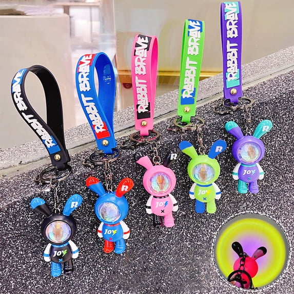 Pink Season Key Chain Cartoon Animal Design Multiple Use Sunset Lights Delicate Craftsmanship Bag Decor Easy-carrying PVC Dream Rabbit Key Holder Car Decor