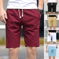 thumbnail image 1 of Pink Season Mid-Rise Elastic Waistband Drawstring Pockets Men Shorts Outdoor Fitness Beach Short Pants, 1 of 8