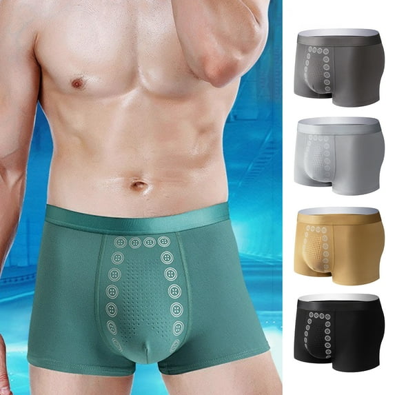 Pink Season Mid-Rise Elastic Waistline U Convex Men Panties Massage Particles Breathable Holes Shorts Briefs Daily Wear