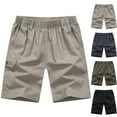 thumbnail image 1 of Pink Season Mid-rise Elastic Waistband Pockets Men Shorts Mid-aged Father Casual Wide Leg Shorts, 1 of 8