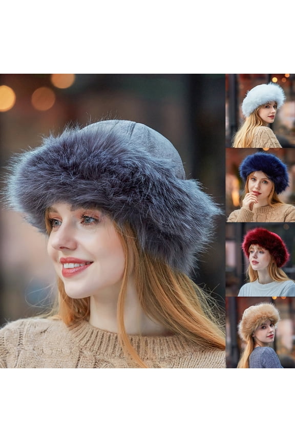 Mongolian Men Women Winter Faux Fur Suede Fluffy Beanie Warm Thick Hat Snow Cap