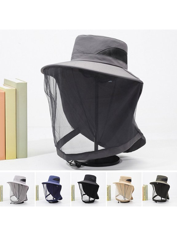 Mosquito Head Net Hat for Men Women Sun Protection Fishing Hat with Veil Mesh Protects from Insect for Hiking Outdoor Activities