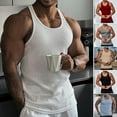 thumbnail image 1 of Pink Season O-Neck Sleeveless Racerback Men Vest Summer Ribbed Solid Color Fitness Vest Top, 1 of 7