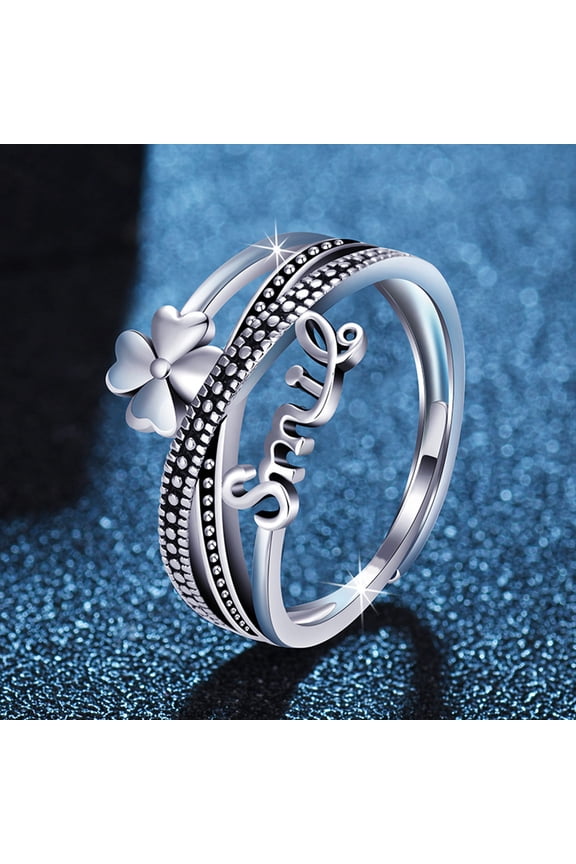 Open Ring Geometric Multi Layer Open Design Comfortable to Wear Cross Style Decoration Skin-Touch Korean Style 4 Leaf Clover Ring Fashion Jewelry