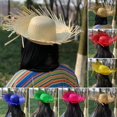 thumbnail image 1 of Pink Season Straw Hat Summer Sun Protection Wide Brim Hand Woven Lightweight Breathable Design Beach Hat Headwear Accessory, 1 of 2