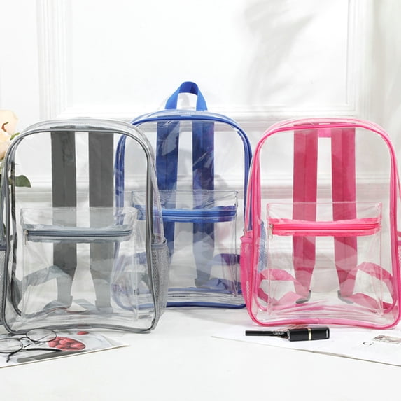 Pink Season Women Backpack Double Shoulder Straps Waterproof Large Capacity See Through Wear-resistant Storage Anti-scratch PVC Transparent Backpack Travel Supply