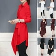 thumbnail image 1 of Pink Season Women Shirt Long Sleeve All Match Loose Commute Mild-length Dressing Up Polyester Irregular Tied Belts Lady Shirt Female Clothing, 1 of 8