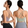 thumbnail image 1 of Pink Season Women Sports Bra Cross Back Padded Wireless Straps Breast Shockproof Full Cup Breathable Sports Brassieres Inner Wear Garment, 1 of 8