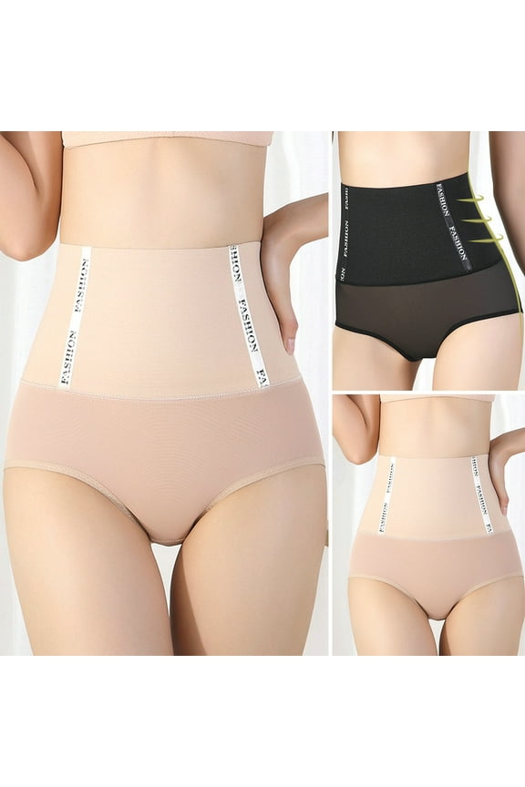 Women Underpants High Waist Thin See-through Mesh Elastic Butt-lifted Tummy Control Figure-shaping Postpartum Stomach Tightening Trainer Inner Wear Clothes