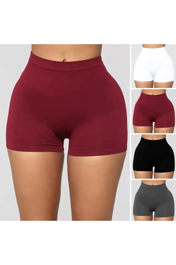 Yoga Shorts Skinny High Elasticity Solid Color Above Knee Length Soft Anti-exposed Butt-lifted High Waist Plus Size Base Pants Women Garment