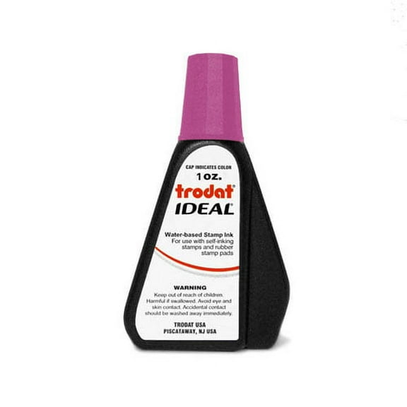 Pink Self-Inking Stamp Ink, Trodat 1oz Drip Spout Bottle