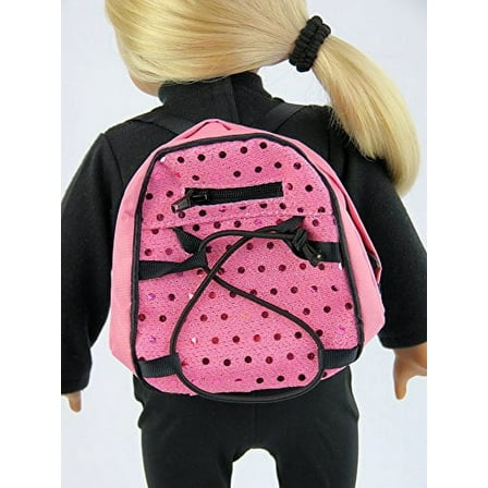 Pink Sequin Backpack For 18 Inch Dolls | American Fashion World