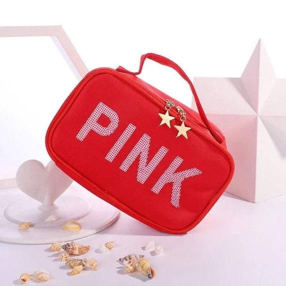 Pink Sequin Cosmetic Makeup Bag