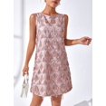 thumbnail image 1 of Pink Sequin Fringe Round Neck Sleeveless Glam Mini Dress, 1 of 5