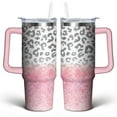 thumbnail image 1 of Pink Sequin Gradient Leopard Print 30 Oz Tumbler with Handle Lid and Straw, Stainless Steel Double Walled Vacuum Insulated Cup, Cute Birthday Gifts Tumbler for Women Men Friends, 1 of 1