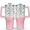 thumbnail image 1 of Pink Sequin Gradient Leopard Print 40 Oz Tumbler with Handle Lid and Straw, Stainless Steel Double Walled Vacuum Insulated Cup, Cute Birthday Gifts Tumbler for Women Men Friends, 1 of 7